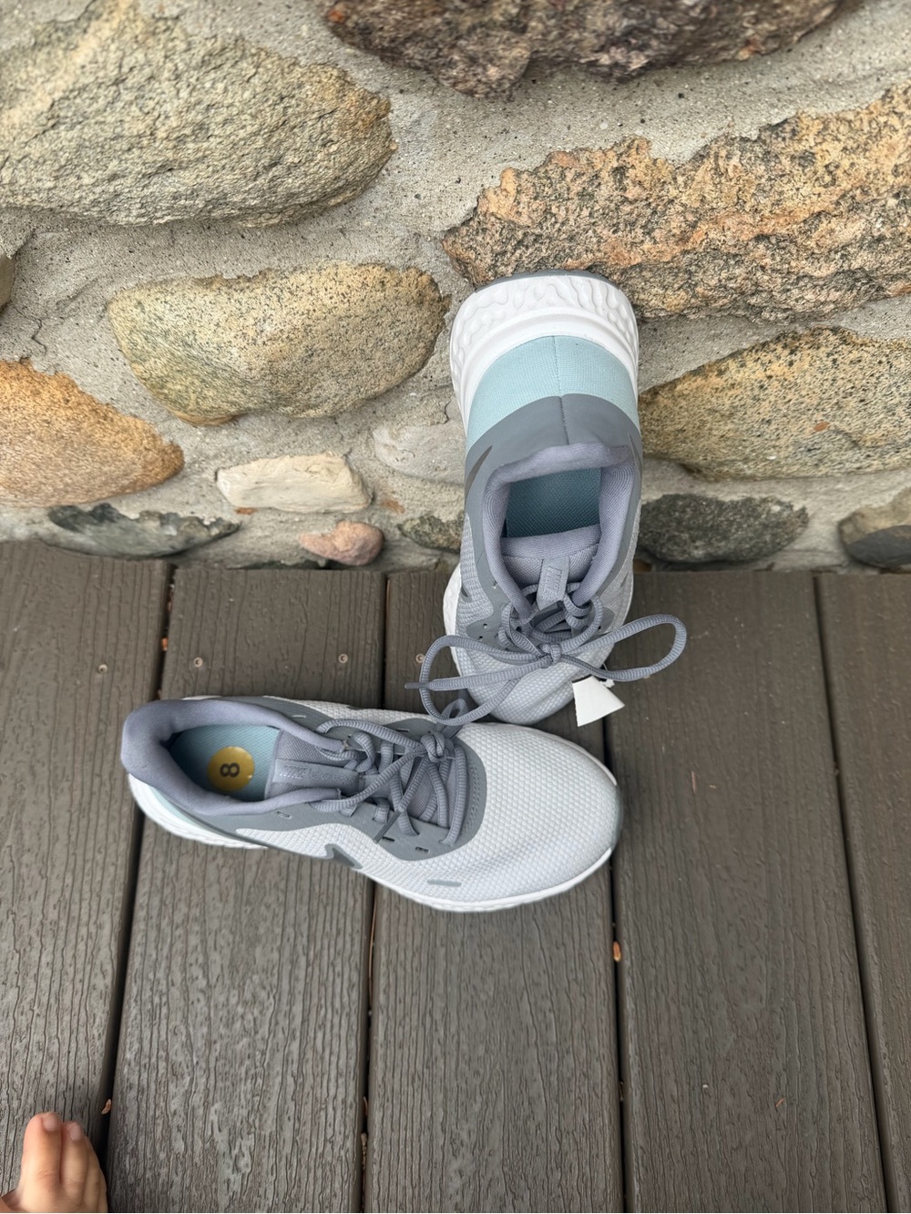 Nike Gray Running Sneakers with Teal Accent - Picture 3 of 4